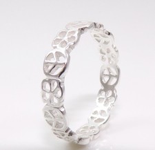 New NWT Sterling Silver Peace Sign Flower Love Eternity 4mm Band Ring Size 5 FZ