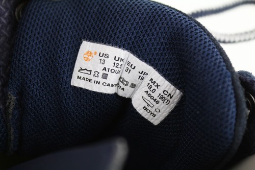 Timberland A1QU6 Niño Botas EU31 UK12.5 Cuero Azul Encaje Almendra Punta Tobillo - Imagen 10 de 11