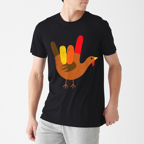 American Sign Language I Love You Thanksgiving Turkey T Shirt Men Women Fashion - 第 3/9 張圖片