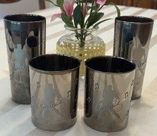 ELVIS PRESLEY 2-Mirrored Etched Tall Tumblers 2-Short Drink Glasses EPE '97 RARE
