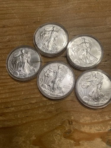 Lot of 5 - $1 American Silver Eagle 1 oz Random Year BU