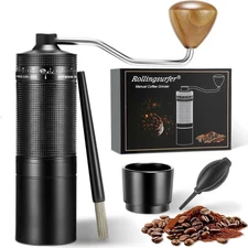Manual Coffee Grinder - External Adjustable Coarseness Setting Portable Hand