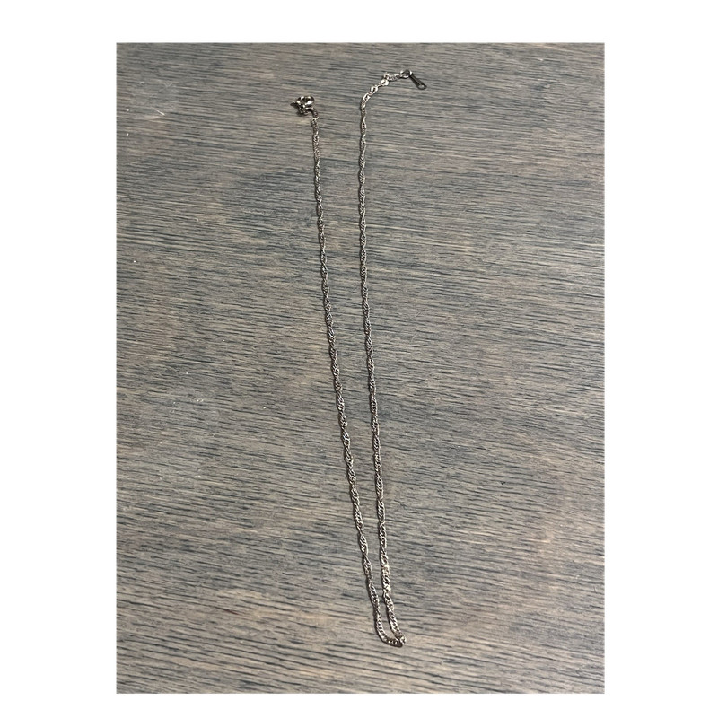 18K GF Rope Chain Necklace Lobster Clasp Silver No Stone