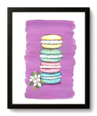 Macaron Stack Painting Original Dessert Wall Art Pinky Purple Food Art 11x14 WP