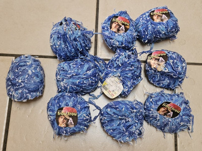 Adriafil Frou.Frou Yarn 10 Skeins Multi-Tone Blue Textured Yarn 50g 75m each