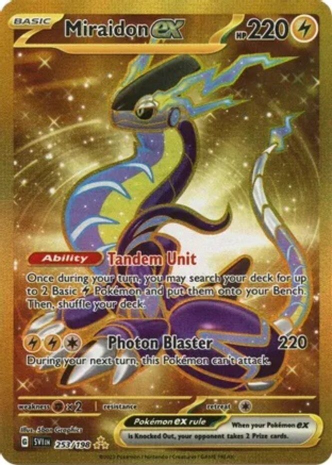 LP Pokemon Miraidon ex - 253/198 - Hyper Rare Lightly Played Scarlet & Violet Ba