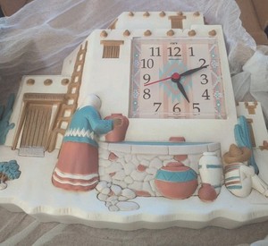 NIB Burwood Homco Southwest Theme Clock  NEW BATTERY Works
