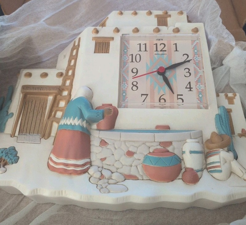 NIB Burwood Homco Southwest Theme Clock  NEW BATTERY Works