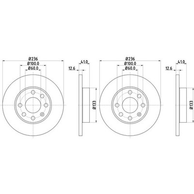 2x HELLA PAGID BREMSSCHEIBEN Ø236mm VORNE passend für CHEVROLET CORSA OPEL ASCON