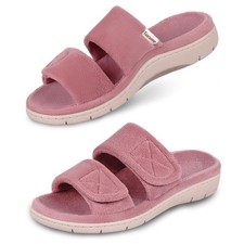 Garonne Women's Dual-Strap Adjustable Open-toe Slippers with 9, Dark Pink