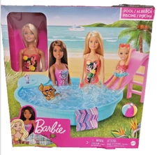 Barbie 11.5 Inch Pool Playset Slide Doll Accessories Mattel NIB