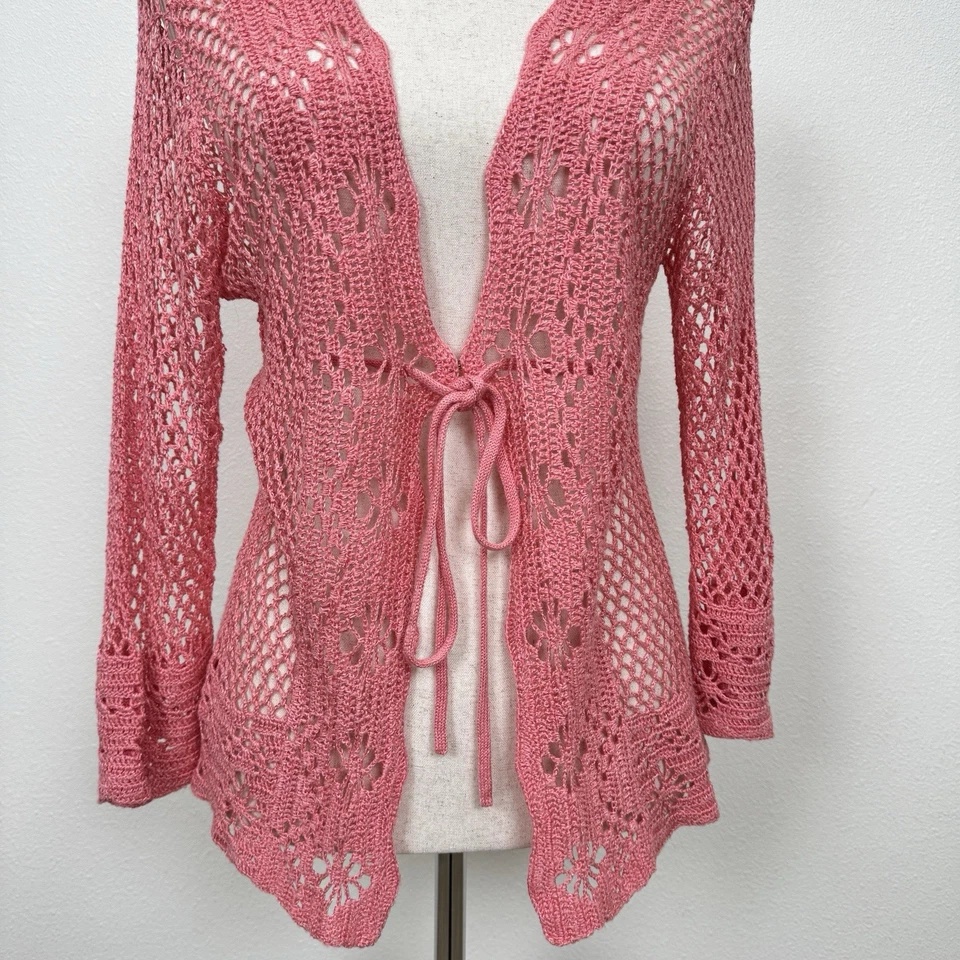 Vtg Y2K Victorias Secret Angels Sweater Womens Medium* Pink Crochet Fairy 2005 - Image 3 of 4