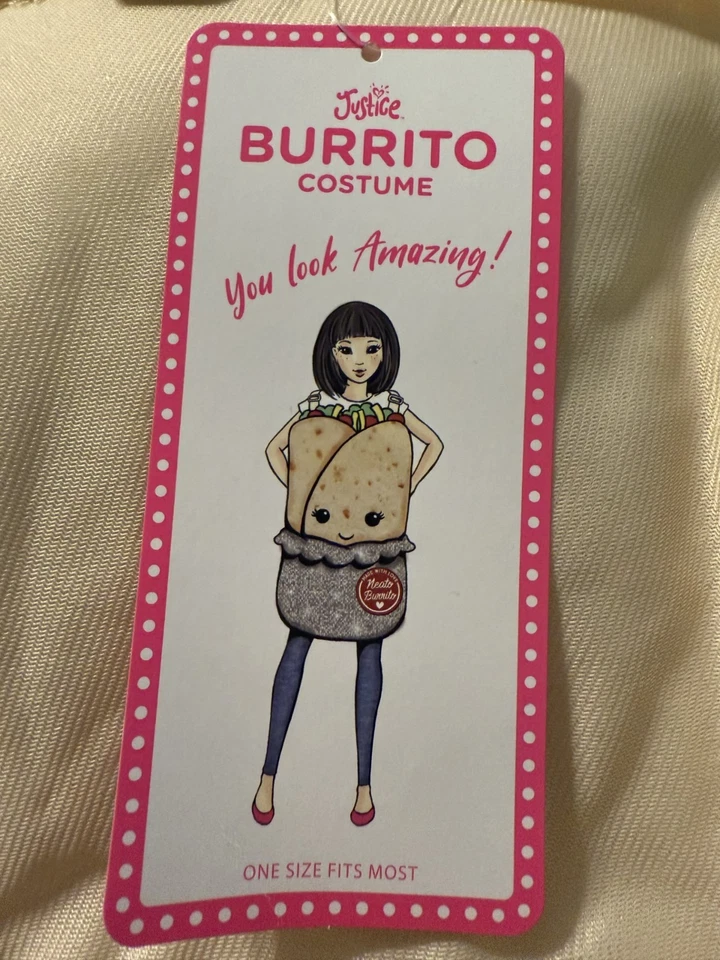 Disfraz Justice Neato Burrito Peluche Brillo Niños Talla Única Se Ajusta a la Más NUEVO con Etiqueta Foto 3 de 3