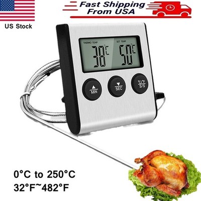 Remote Kitchen Digital Cooking Thermometer Probe Meat Food Temperature w/Timer