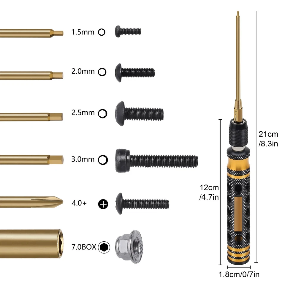 8pcs RC Hex Driver Screwdriver Set 1.5-3.0mm Nut & Phillips Bit for RC Car Tools - Image 2 of 4