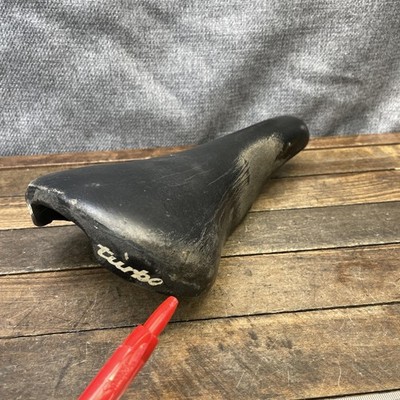 Vintage 1991 Selle Italia Turbo Seat Black Leather Bicycle Saddle Made In Italy