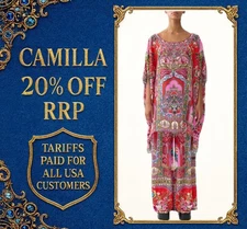 CAMILLA Heirloom Empire Short Round Neck Kaftan One Size RRP $595