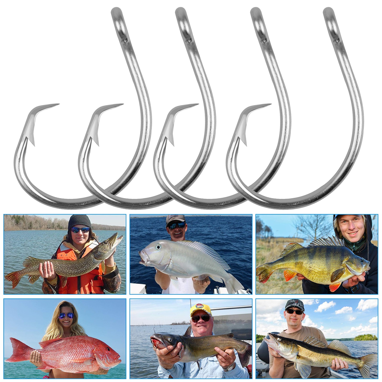 Tuna Circle Fishing Hooks Stainless Steel Big Game Saltwater Hook 30Pcs Extra...