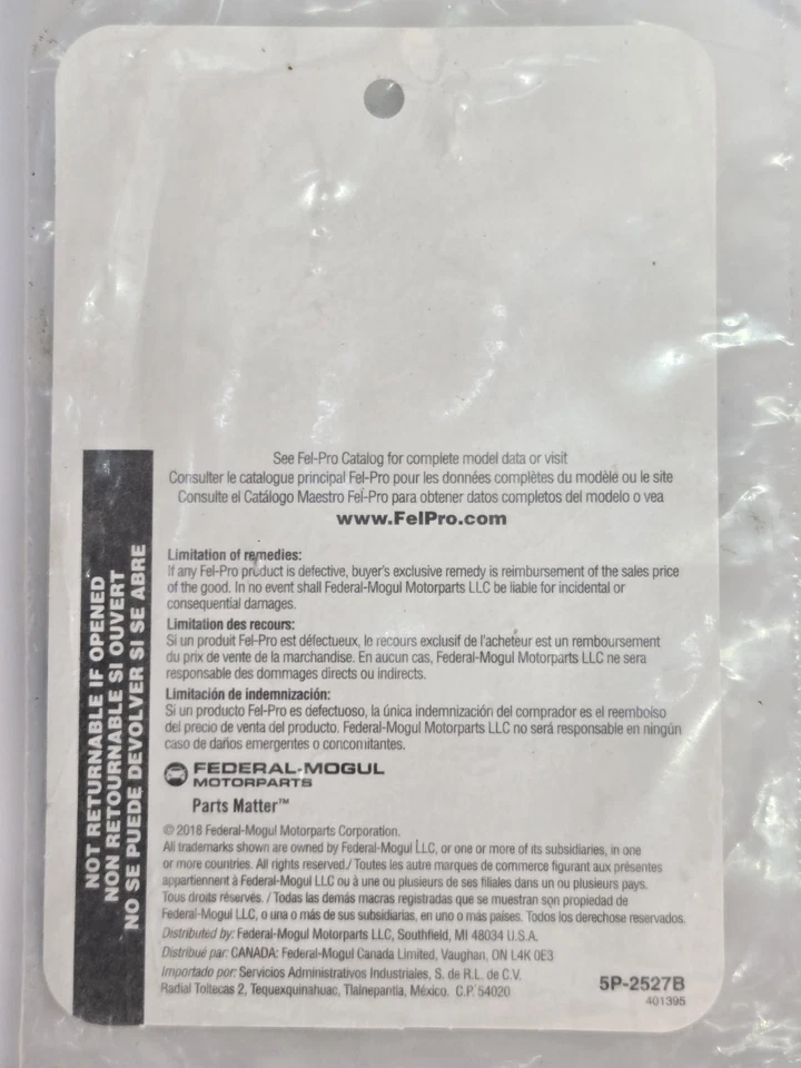 Junta de carcasa termostato refrigerante motor Fel-Pro 35840 para Chrysler Dodge Ram V8 Foto 4 de 4
