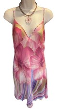 NWT Y2K Vtg Victoria's Secret Bold Floral Silk Chiffon Open-Back Slip Dress L