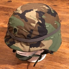 80s 90s US Army USGI PASGT Combat Helmet, Woodland Cover, Band & Chinstrap MED