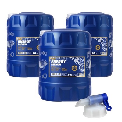60L Original MANNOL Energy Premium 5W-30 API SN/CH-4 Motoröl + Auslaufhahn
