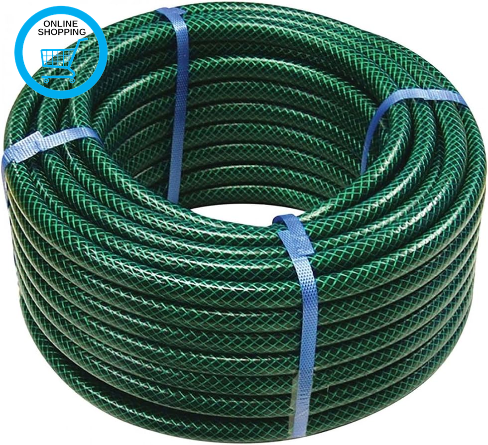 50M Garden Hose Pipe Reel - Reinforced Tough Outdoor Water Hosepipe Metre Green