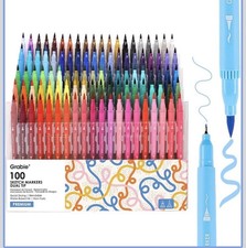 Dual Tip Water-Based Sketch Marker Set of 100, Fineliner  Brush Drawing Pens