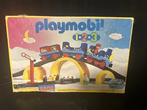 Vintage 1998 PLAYMOBIL 1 2 3 - 6606 Toy Train Set with box - Incomplete