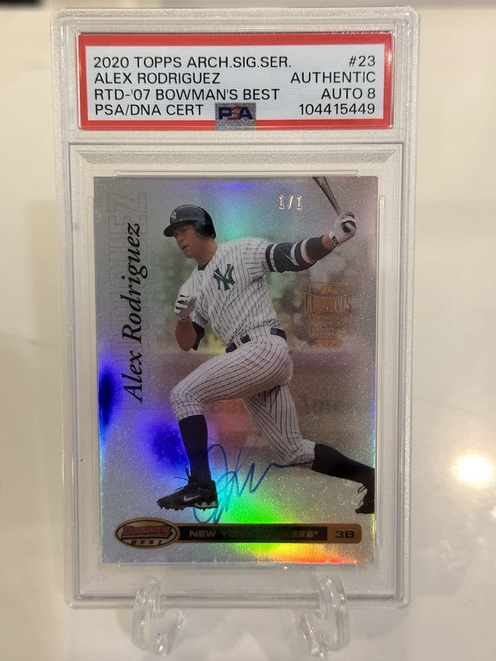 1 de 1 Bowman's Best Alex Rodriguez #23 2020 Topps archivo en tarjeta automática 1/1 2007 Foto 4 de 4