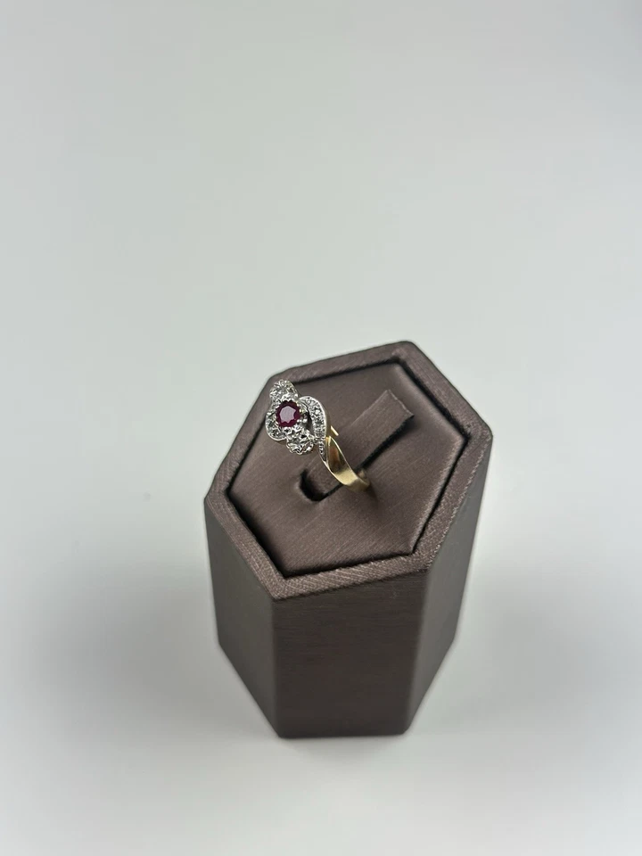 Ruby And Diamond Ring 9ct Gold , Hallmarked And Burma Ruby  - Image 3 of 4