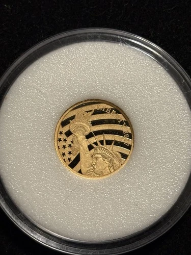 2017 Cook Islands 1/10 oz .24 Gold $5 Proof Coin Statue of Liberty 24% Purity