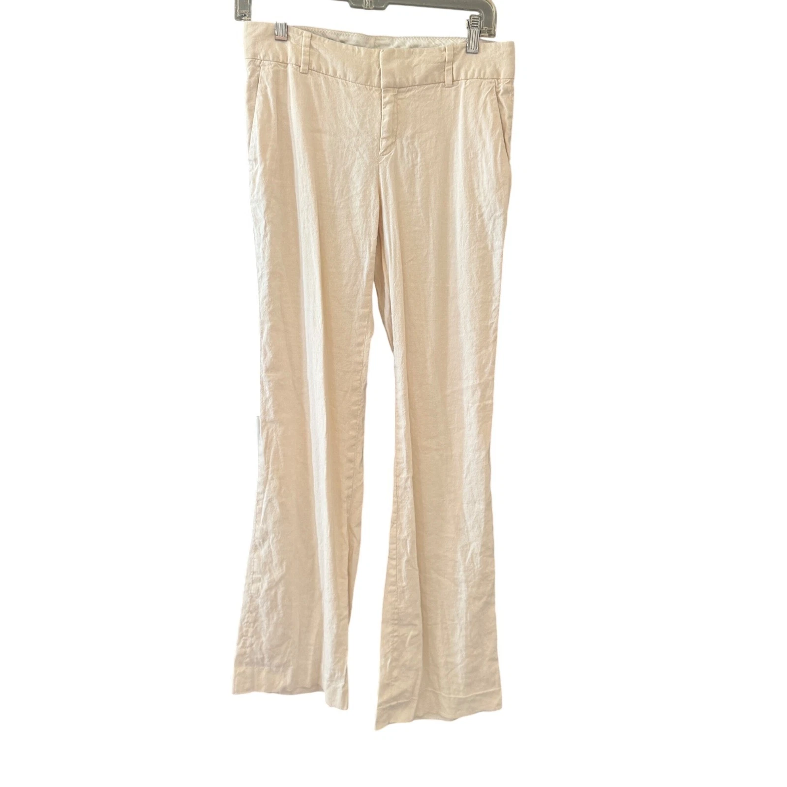 Banana Republic Martin Fit Cream Flax Blend Flare Leg Trousers Pants 4 Lagen