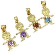14K Yellow Gold Little Boy Pendant Kids Birthstones Jewelry Baby Newborn Charm