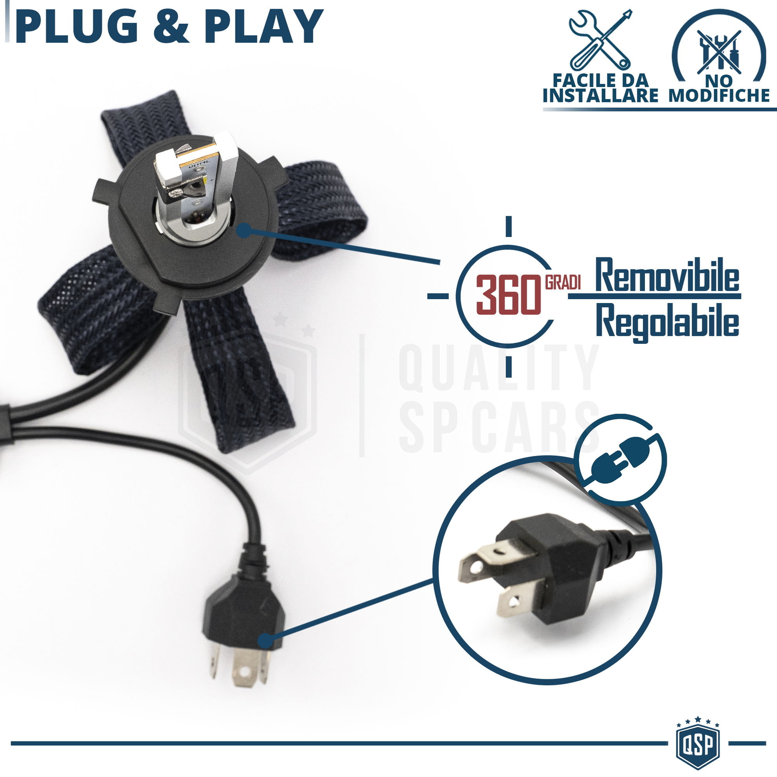 Kit LED per Peugeot Partner 2 15-18 Anabbaglianti + Abbaglianti H4 CANBUS Bianco - Miniatura 6