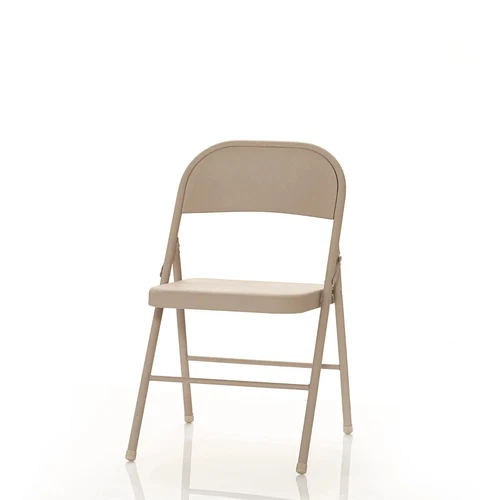 New All-Steel Metal Folding Chair, Beige, 4 Pack - Picture 7 of 12