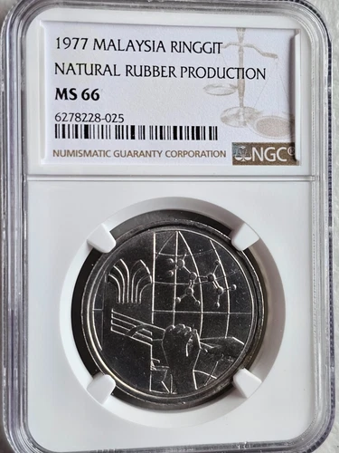 Malaysia 1 Ringgit 1977 Natural Rubber Production NGC MS 66