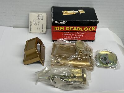 Vtg Guard Bronze Finish 505B Rim Deadlock Single Cylinder Solid Bolt! Key Lock