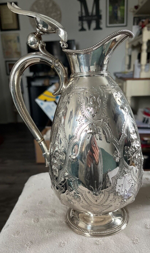 Antique English Sheffield Silverplate Coffee Pot Pitcher Tea Water