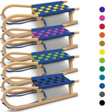 Kathrein Rodel Familienrodel Zweisitzer blau Schlitten Holzschlitten Gurtensitz 