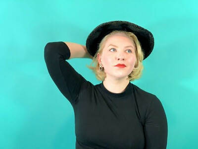 Vintage 1950s Wicker Hat Womens Large Black Sun Velvet Detail Vintage 1950s Wicker Hat Womens Large Black Sun Velvet  main image 4