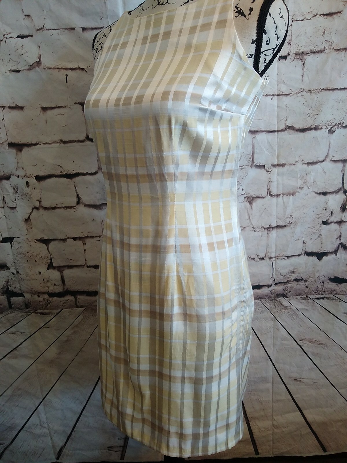 Preppy Modest Spring Easter  Sleeveless Plald Yel… - image 3