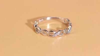 925 Solid Sterling Silver Infinity Ring Women Wedding Cubic Zircon