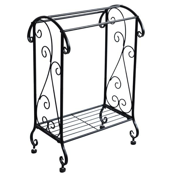 Metal Free Standing Towel Rack Stand with Shelf, Black eBay