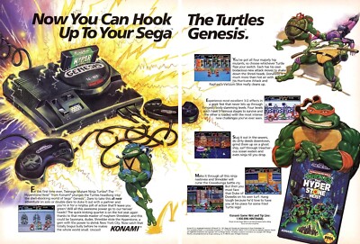TMNT Ninja Turtles Hyperstone Heist Sega Genesis 2Page Promo Ad