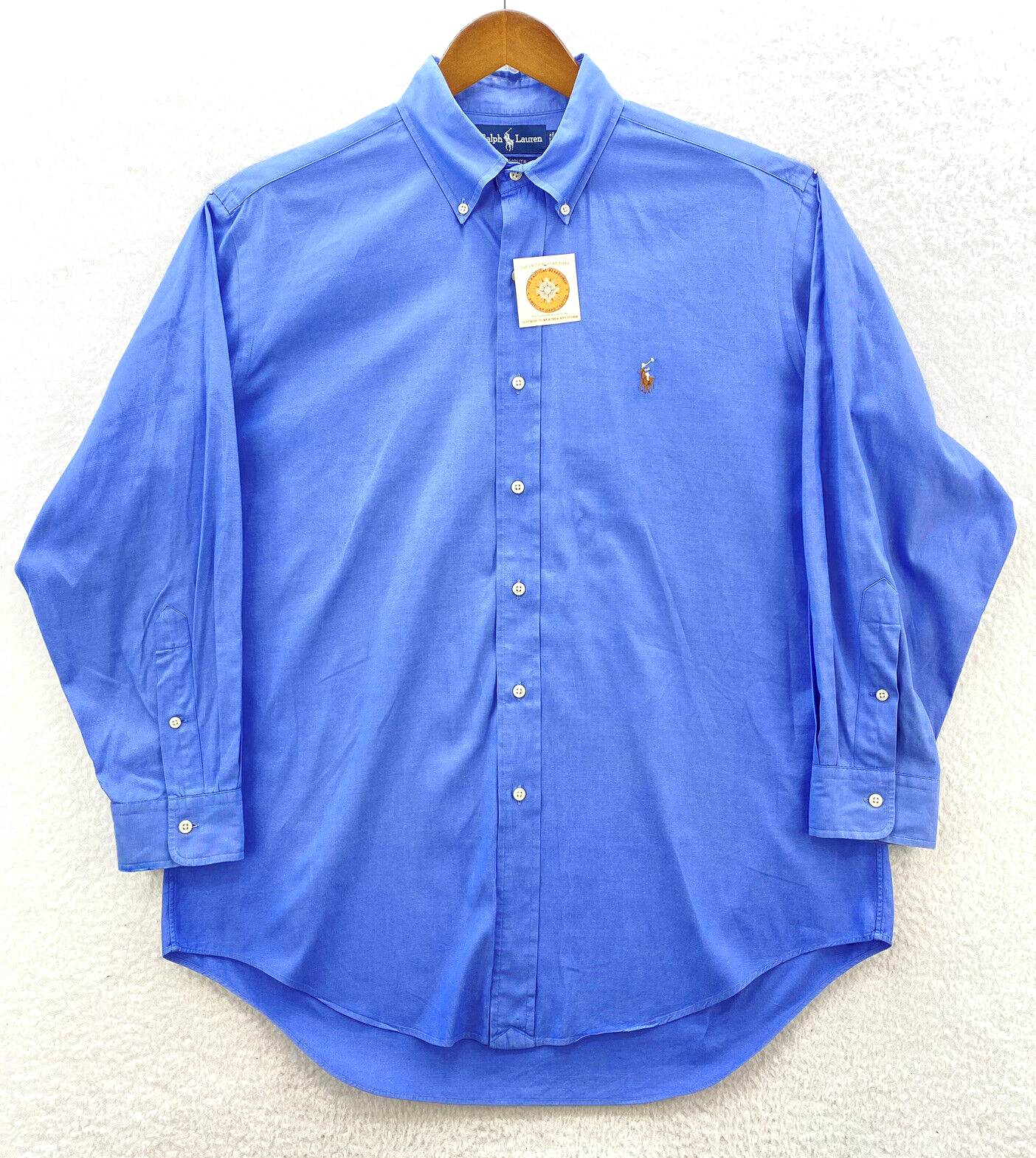 Ralph Lauren Camicia Uomo 16 32 Blu Carne Pony Oxford Yarmouth Pinpoint Preppy