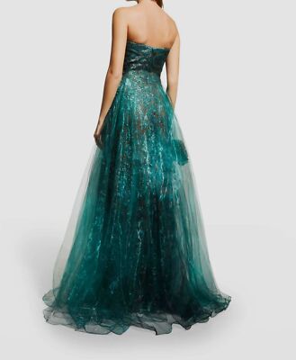 $1895 Rene Ruiz Collection Women Green Strapless Sequin Bustier Gown Dress  Sz 14 | eBay