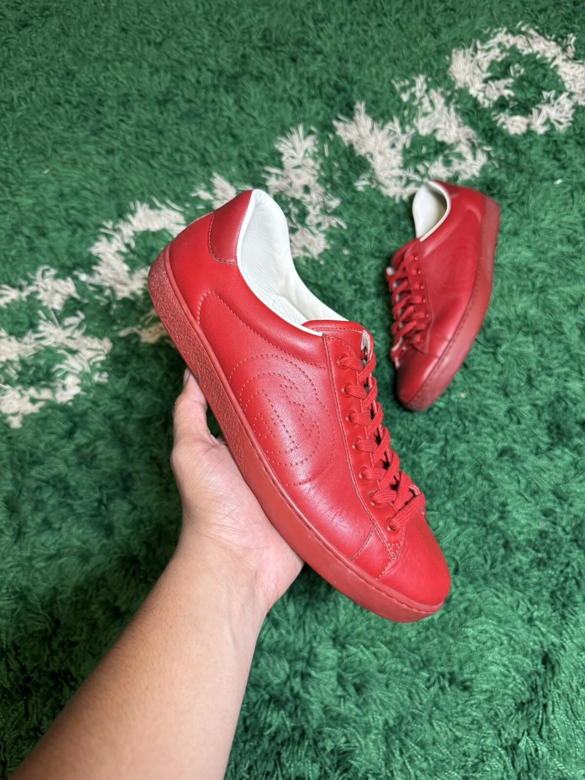 Baskets homme Ace Gucci en cuir rouge taille 7,5