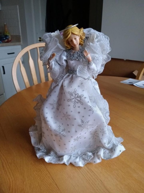 Vintage, '50s, Angel Tree Topper, Satin Dress/Silver, Halo, Wings, Nativity