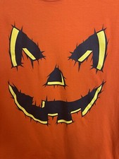 Happy Halloween Pumpkin Face Graphic T Shirt Adult XL Orange